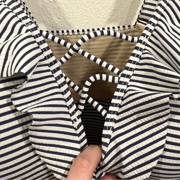 Cacique Chico’s blue and white stripe swimsuit new without tags size 20 - Picture 15 of 15